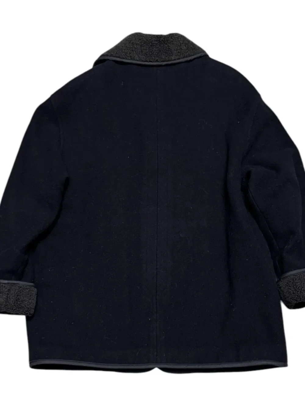 LONDON FOG Designer WOOL Sherpa Fleece  Blue Winter Parka Coat Womens 10 Petite